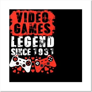 Gaming 1931 Birthday Video Games Birthday Gamer Posters and Art